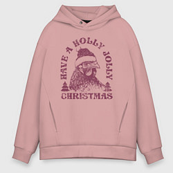 Мужское худи оверсайз Новогодняя курица в шапке