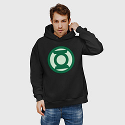 Толстовка оверсайз мужская Green lantern logo, цвет: черный — фото 2