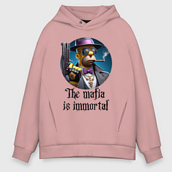 Мужское худи оверсайз Гомер Симпсон с пистолетом - мафия бессмертна