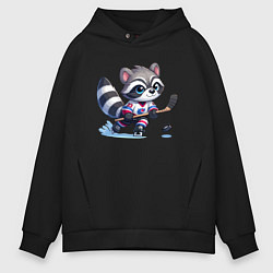 Мужское худи оверсайз Енотик хоккейный форвард - нейроарт