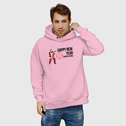 Толстовка оверсайз мужская Counter Strike - Santa Claus, цвет: светло-розовый — фото 2