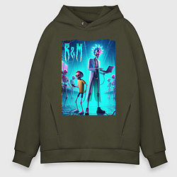 Мужское худи оверсайз Rick and Morty - neon glow