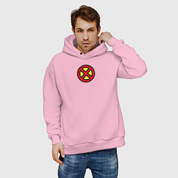 Толстовка оверсайз мужская X men logo, цвет: светло-розовый — фото 2