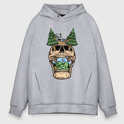 Толстовка оверсайз мужская Skull nature vibe, цвет: меланж