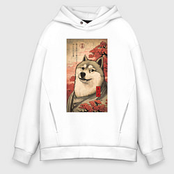 Толстовка оверсайз мужская Doge meme - japan style, цвет: белый