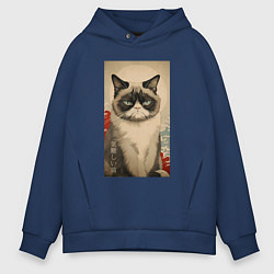 Мужское худи оверсайз Мемный кот - японский стиль