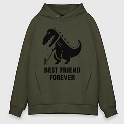 Толстовка оверсайз мужская Godzilla best friend, цвет: хаки