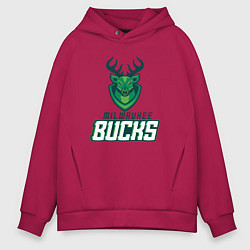Толстовка оверсайз мужская Milwaukee Bucks NBA, цвет: маджента