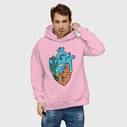 Толстовка оверсайз мужская Сердце пустыни, цвет: светло-розовый — фото 2