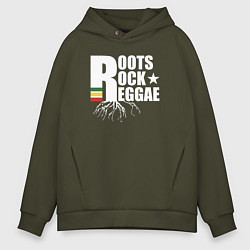 Толстовка оверсайз мужская Roots reggae, цвет: хаки