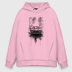 Мужское худи оверсайз Авто в лесу