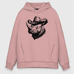Мужское худи оверсайз Носорог ковбой