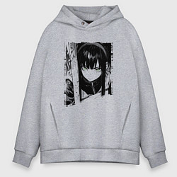 Мужское худи оверсайз Девушка с блеклым взглядом