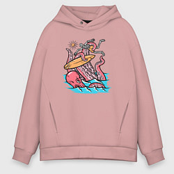 Мужское худи оверсайз Осьминог напал на серфера