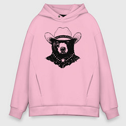 Мужское худи оверсайз Медведь ковбой на диком западе