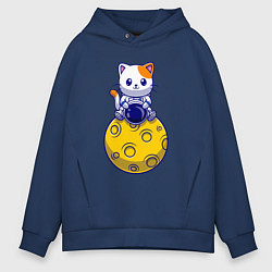 Мужское худи оверсайз Котик на луне