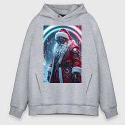 Мужское худи оверсайз Дед мороз киберпанк