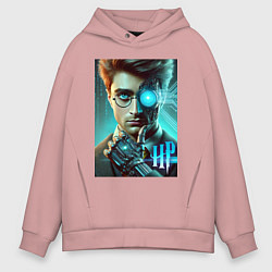 Мужское худи оверсайз Cyber Harry Potter - ai art neon fantasy