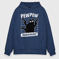 Мужское худи оверсайз Кот с пушками