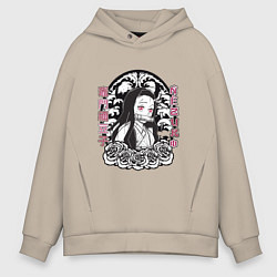 Мужское худи оверсайз Клинок рассекающий демонов Незуко тату