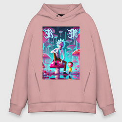 Мужское худи оверсайз Rick and Morty under the mushrooms