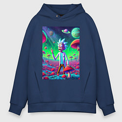 Толстовка оверсайз мужская Рик потерял Морти на грибной планете, цвет: тёмно-синий