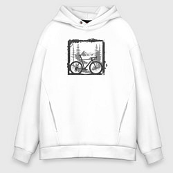 Мужское худи оверсайз Веслоипед и горы в стиле гранж