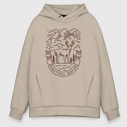 Мужское худи оверсайз Дикий и свободный олень