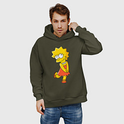 Толстовка оверсайз мужская Lisa Simpson, цвет: хаки — фото 2