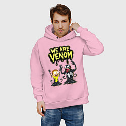 Толстовка оверсайз мужская We are Venom - meme, цвет: светло-розовый — фото 2