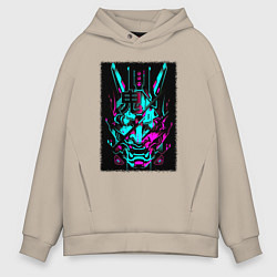 Мужское худи оверсайз Киберпанк самурай цифровой