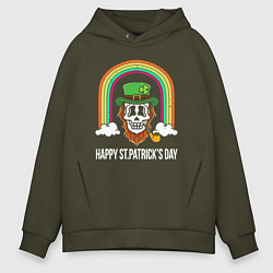 Мужское худи оверсайз Happy St Patricks day - skull