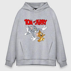 Мужское худи оверсайз Том и Джерри - погоня