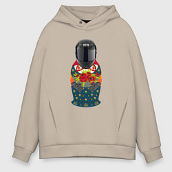 Мужское худи оверсайз Матрёшка мотоциклист