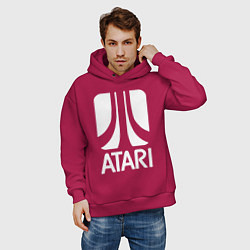 Толстовка оверсайз мужская Atari logo white, цвет: маджента — фото 2