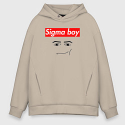 Мужское худи оверсайз Sigma boy roblox face - gaming meme collab