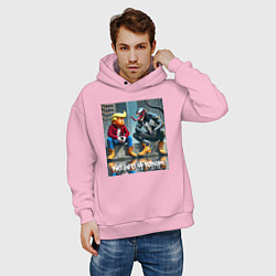 Толстовка оверсайз мужская Дональд Трамп и Веном - серьёзный разговор, цвет: светло-розовый — фото 2