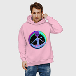 Толстовка оверсайз мужская Alien Peace, цвет: светло-розовый — фото 2