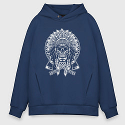 Толстовка оверсайз мужская Indian skeletor, цвет: тёмно-синий