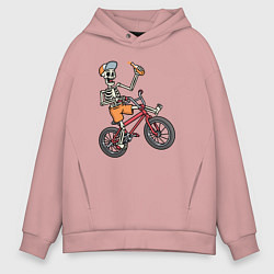 Мужское худи оверсайз Скелетик на велосипеде