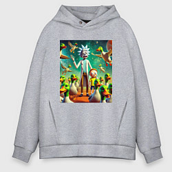 Мужское худи оверсайз Рик и Морти среди уток - нейроарт