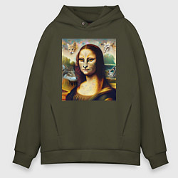 Мужское худи оверсайз Мона Лиза превращается в кошку