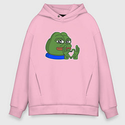 Мужское худи оверсайз Пепе делает сердечко