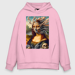 Мужское худи оверсайз Mona Lisa smoke - surrealism