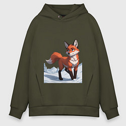 Толстовка оверсайз мужская Лисица-сестрица, цвет: хаки