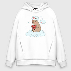 Мужское худи оверсайз Капибара с сердцем