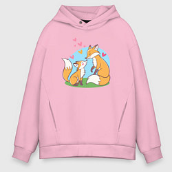 Мужское худи оверсайз Свидание влюбленных лисичек