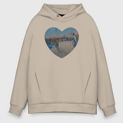 Мужское худи оверсайз Сердце тигры