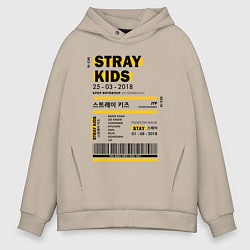 Толстовка оверсайз мужская Stray kids ticket, цвет: миндальный