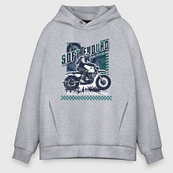 Мужское худи оверсайз Мотоциклист на мотоцикле:Soft enduro